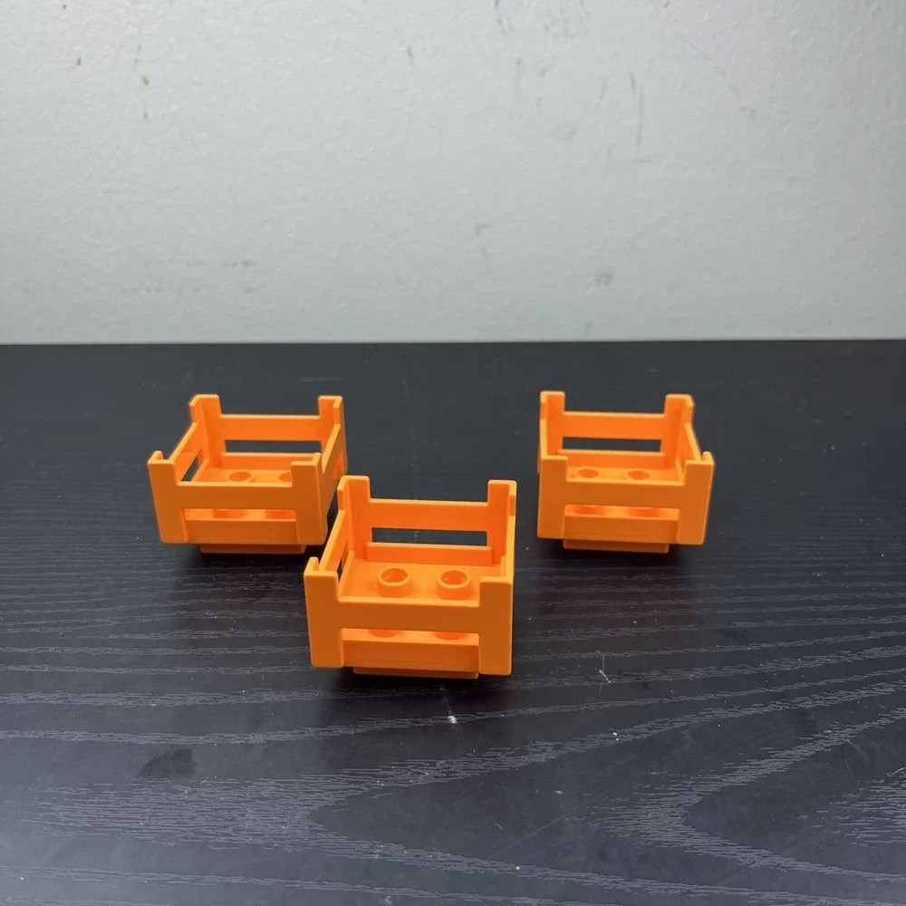 LEGO Duplo 6446 Crate Wooden Style Orange 4 x 4 lot of 3